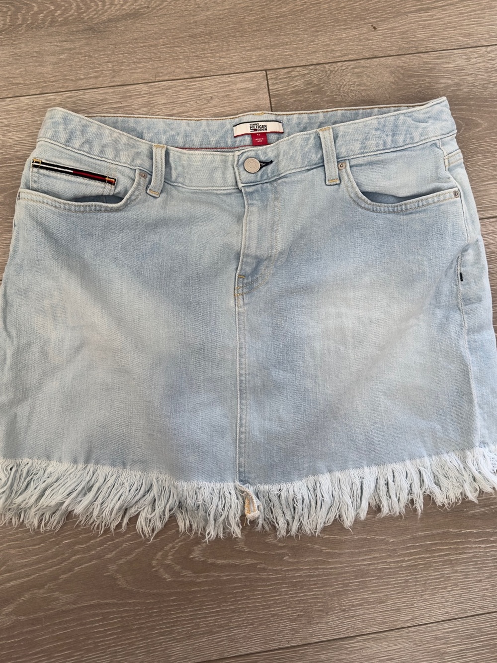 Tommy Hilfiger Light Blue Denim Mini Skirt Size 12